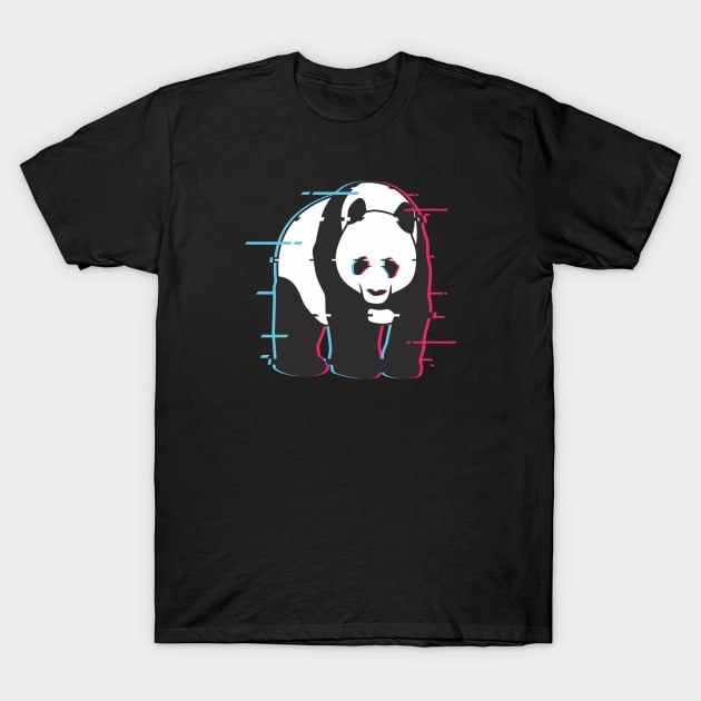 Panda : glitch art effect T-Shirt by Shankara